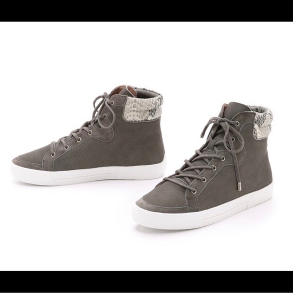 Joie Devon Snake print lace up high top sneakers platform shoes women size 38 8 - Picture 2 of 8